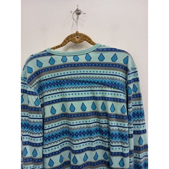 Vintage Volcom Womens Top Large Blue Thermal Long Sleeve Southwest BOHO - Picture 8 of 8